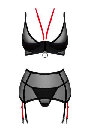 Pikantny zestaw z siateczki i z pasem do pończoch