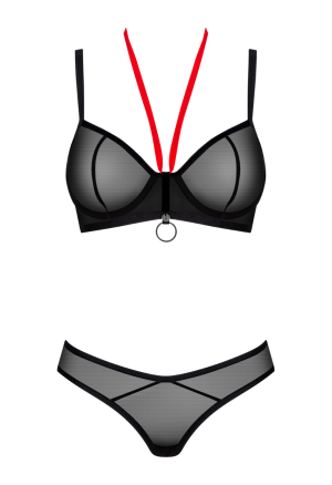 Seksowny komplet z przezroczystej siateczki w kolorze czarnym