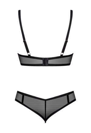 Seksowny komplet z przezroczystej siateczki w kolorze czarnym