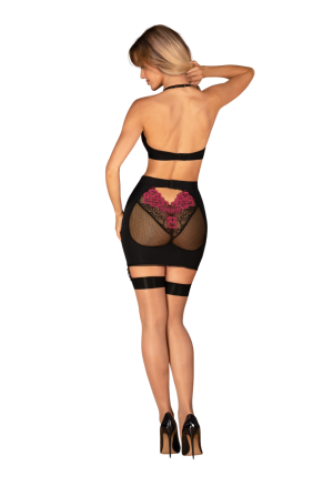 Ciekawy zestaw top + spódniczka z elementem siateczki oraz koronki