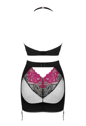 Ciekawy zestaw top + spódniczka z elementem siateczki oraz koronki