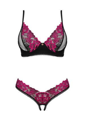 Uroczy komplet bielizny z różową koronką