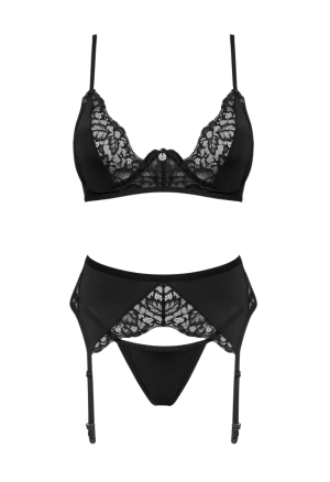 Zestaw bielizny z pasem do pończoch z elastycznej koronki