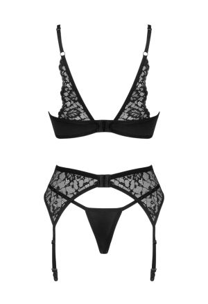 Zestaw bielizny z pasem do pończoch z elastycznej koronki