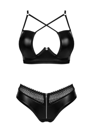 Komplet bielizny z materiału imitującego skórę