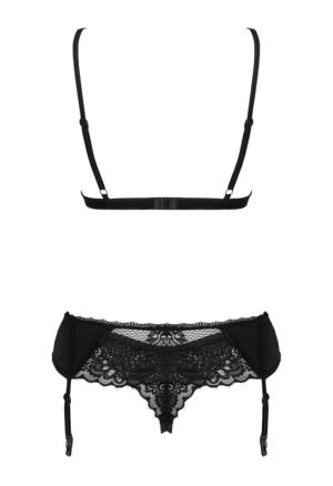 Trzyczęściowy komplet bielizny z elastycznej koronki