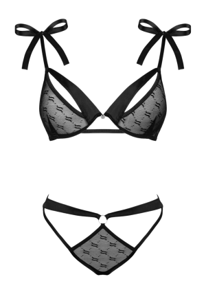 Fenomenalny, czarny komplet z prześwitującego tiulu