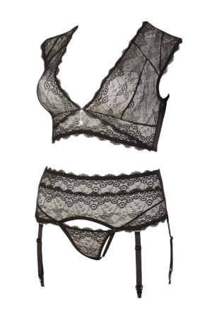 Ekscytujący, koronkowy komplet bielizny - Plus Size