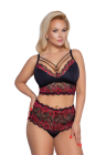 Piękny komplet bielizny z koronką w maki - Plus Size