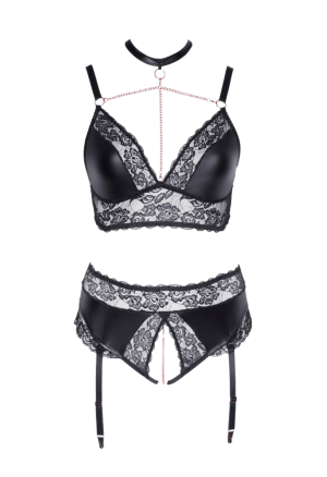 Zmysłowy komplet bielizny z ozdobnymi łańcuszkami - Plus Size