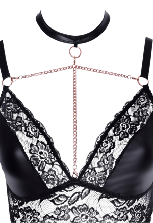 Zmysłowy komplet bielizny z ozdobnymi łańcuszkami - Plus Size