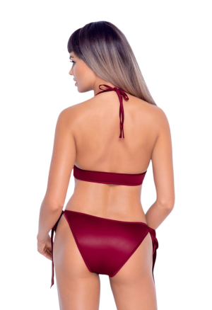 Zestaw bielizny z ozdobnymi kokardami w kolorze bordowym