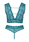 Zmysłowy, koronkowy komplet bielizny w turkusowym kolorze - Plus Size