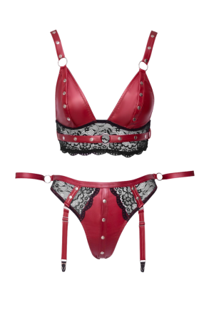 Powabny zestaw bielizny w kolorze czerwonym z elementami koronki