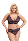 Zmysłowy komplet koronkowej bielizny w fioletowym kolorze - Plus Size