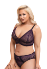 Zmysłowy komplet koronkowej bielizny w fioletowym kolorze - Plus Size