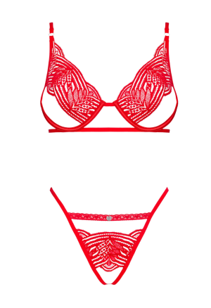 Kuszący wycięciami czerwony komplet bielizny