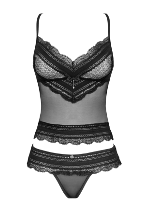 Zmysłowy top wraz ze stringami w kolorze czarnym