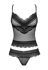 Zmysłowy top wraz ze stringami w kolorze czarnym
