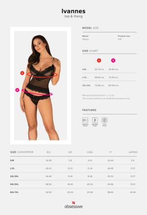 Zmysłowy top wraz ze stringami w kolorze czarnym