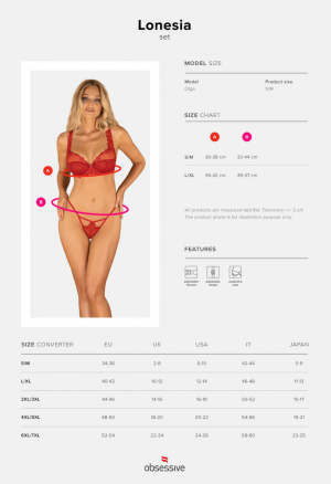 Zmysłowy komplet bielizny w ognistym, czerwonym kolorze