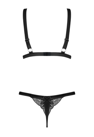 Zjawiskowy komplet z błyszczącej satyny oraz koronki