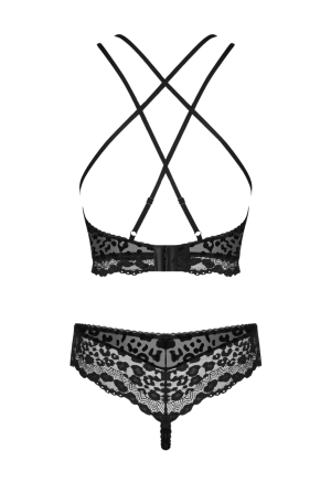 Czarny, 2-częściowy komplet w aksamitne cętki