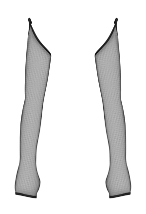 Długie rękawiczki z czarnej siateczki na palec