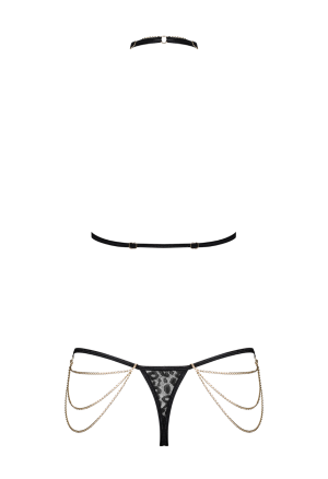 Uwodzicielski komplet z czarnej, uroczej koronki - panterka