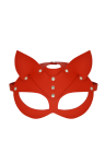 Czerwona maska kota z uszami - skóra naturalna