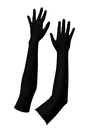 Długie, satynowe rękawiczki w czarnym kolorze