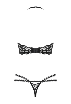 Kuszący komplet 2 - częściowy z perełkami - czarny