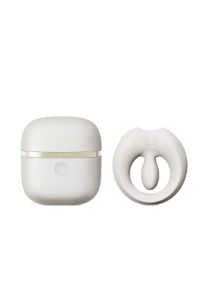 Biały pierścień wibrujący ze stymulacją łechtaczki i aplikacją mobilną