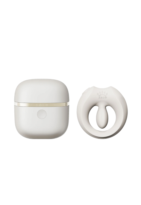 Biały pierścień wibrujący ze stymulacją łechtaczki i aplikacją mobilną