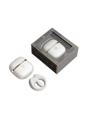 Biały pierścień wibrujący ze stymulacją łechtaczki i aplikacją mobilną