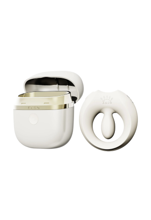 Biały pierścień wibrujący ze stymulacją łechtaczki i aplikacją mobilną
