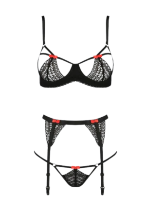 Minimalistyczny komplet uwydatniający piersi z pasem