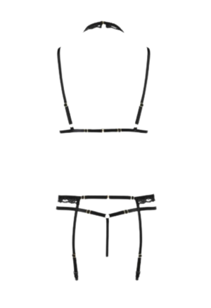 Komplet z paseczków i koronki z chockerem, otwarty