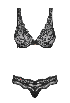 Komplet z różaną koronką i usztywnianymi miseczkami, 2-częściowy