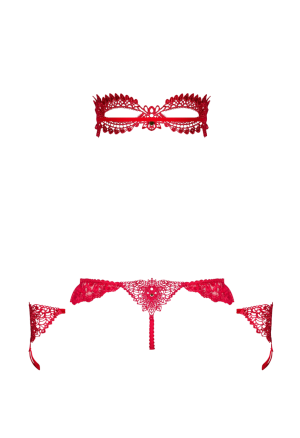 Intensywnie czerwony komplet walentynkowy z wypukłą koronką