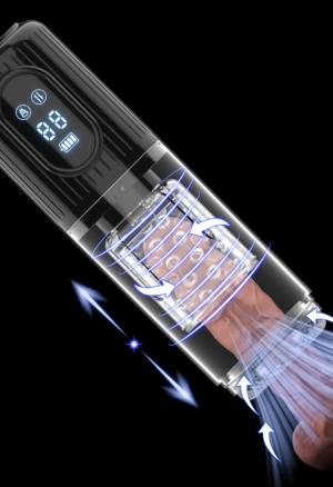 Automatyczny masturbator męski z ruchem rotacyjno-posuwistym oraz funkcją ssania