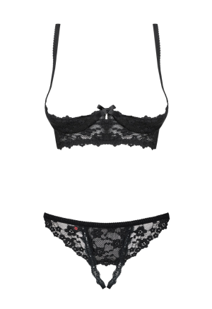 2-częściowy komplet z otwartymi majtkami, koronkowy