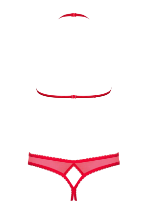 Odważny, czerwony komplet z otwartymi miseczkami