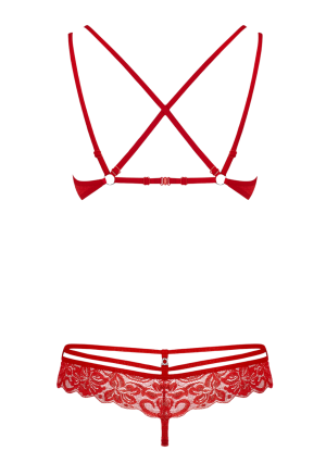 Zmysłowy, czerwony komplet z paseczkami