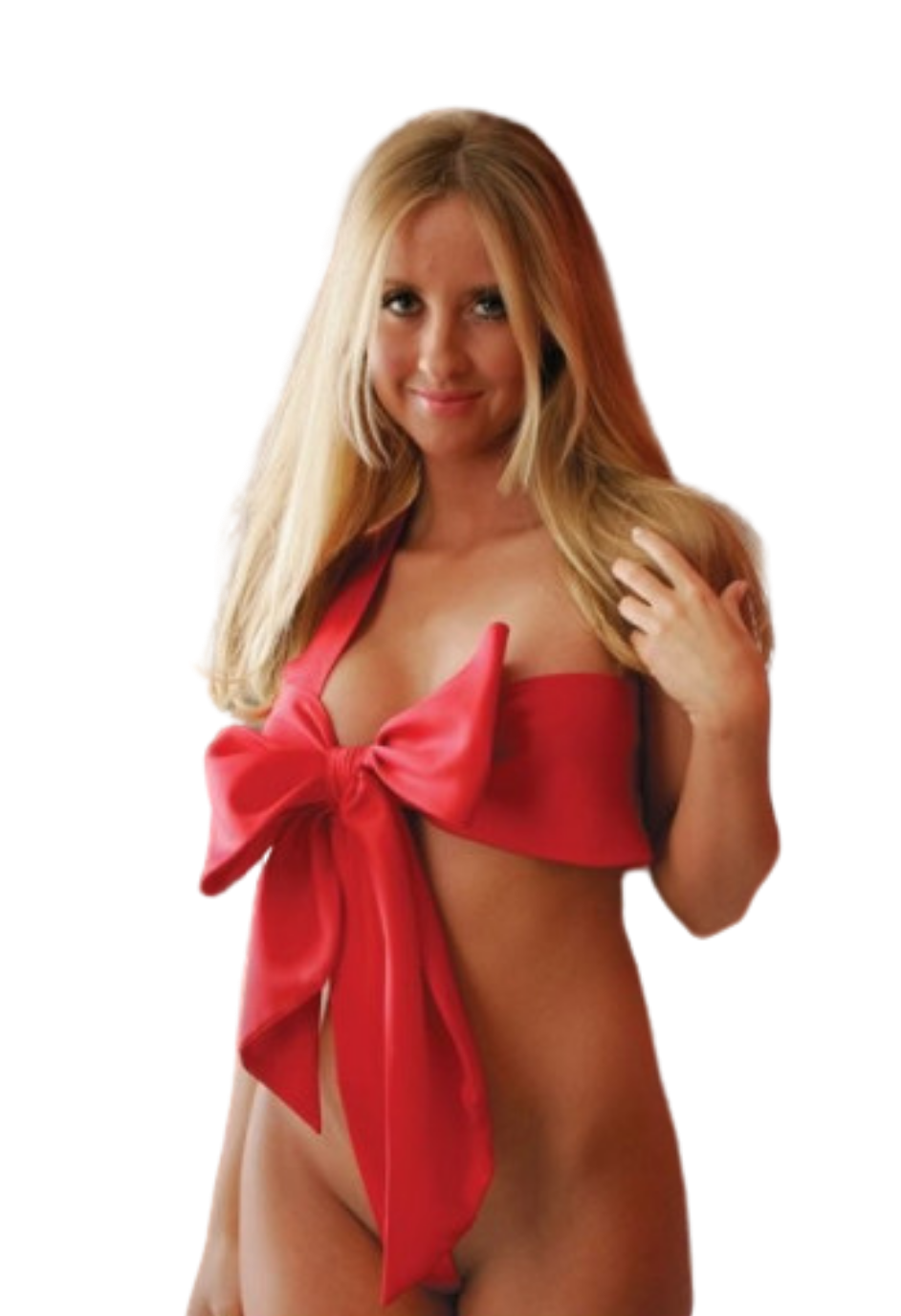 Niegrzeczna, czerwona kokarda - bielizna, kostium okazjonalny