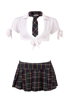 Kokieteryjne przebranie figlarnej uczennicy