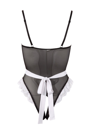 Erotyczne przebranie pokojówki z otwartym krokiem