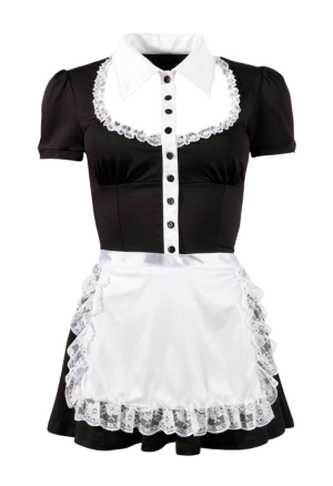 Kostium uroczej pokojówki z białym fartuszkiem
