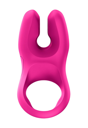 Różowy pierścień erekcyjny z wibracjami dla par z dwoma silnikami