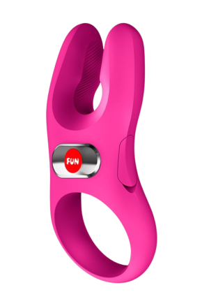 Różowy pierścień erekcyjny z wibracjami dla par z dwoma silnikami